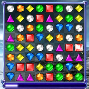 Screen shot of Bejeweled showing the different shapes of colored jewels