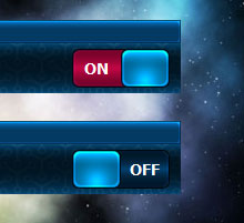 Screen shot of toggle switch UI controls in Gridshock