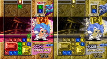 Screenshot of Puzzle Fighter with color blindness comparison